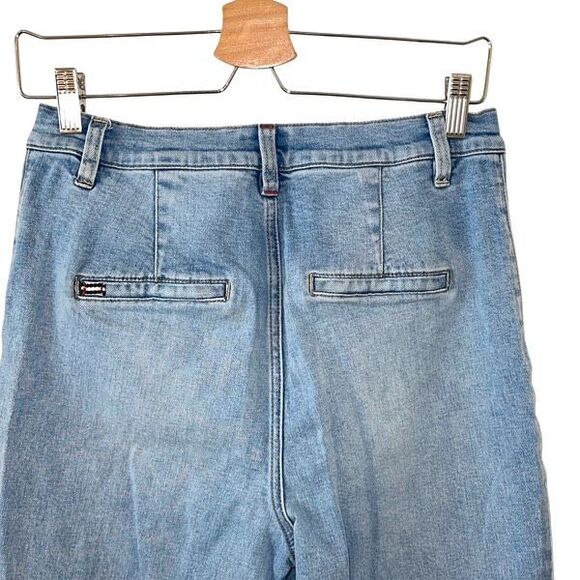 Alice + Olivia Mid Rise Ankle Distressed Coin Pocket Raw Edge Denim Jeans Size 3 - Picture 6 of 11